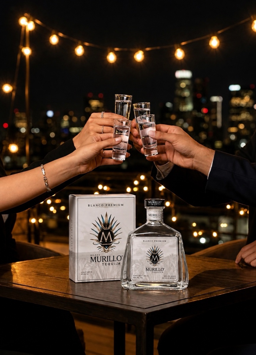 La familia Murillo brindando con los dos tequilas de la casa