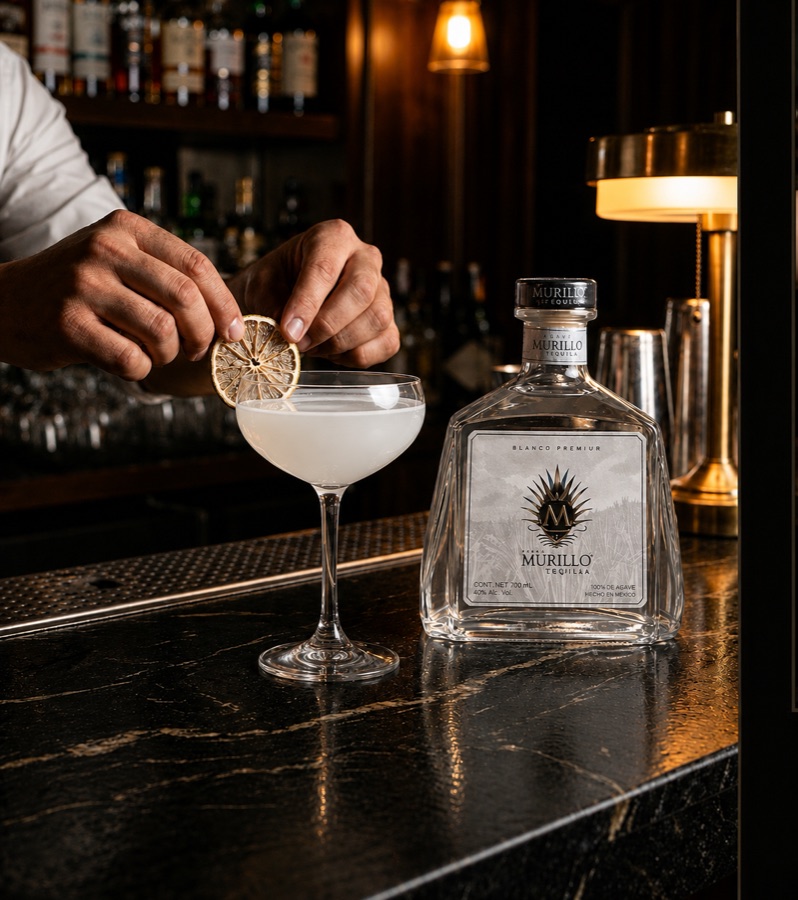 Coctel preparado con Tequila Murillo Blanco en un bar